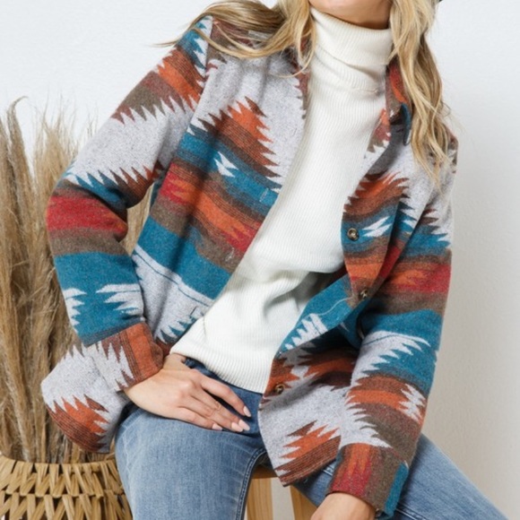 Last L New Soft Comfy Bohemian Aztec Southwest Sedona Pattern lightweight Jacket - Picture 11 of 16